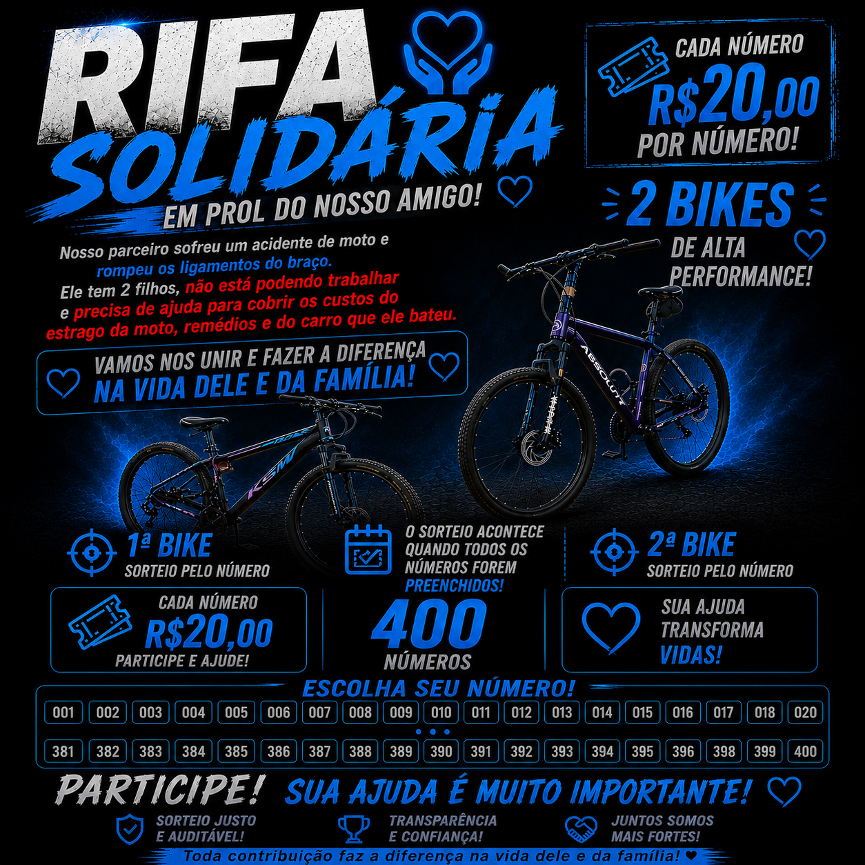 🚨 RIFA SOLIDÁRIA – 2 BIKES 🚨 — imagem 1