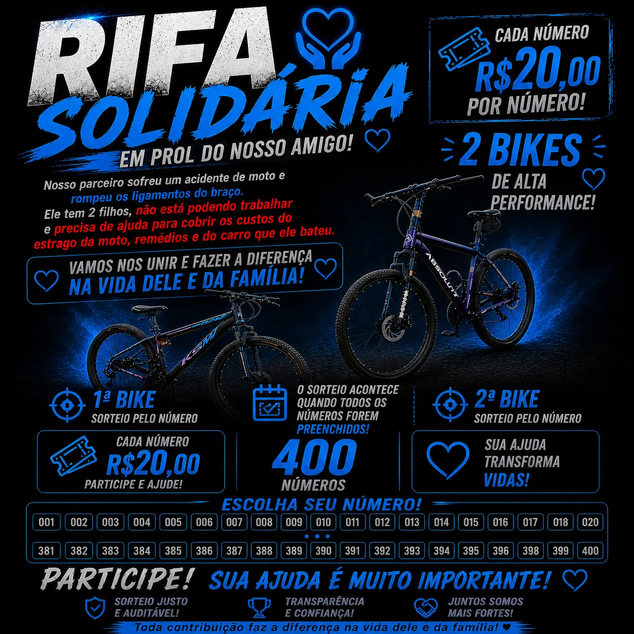 🚨 RIFA SOLIDÁRIA – 2 BIKES 🚨 — imagem 1