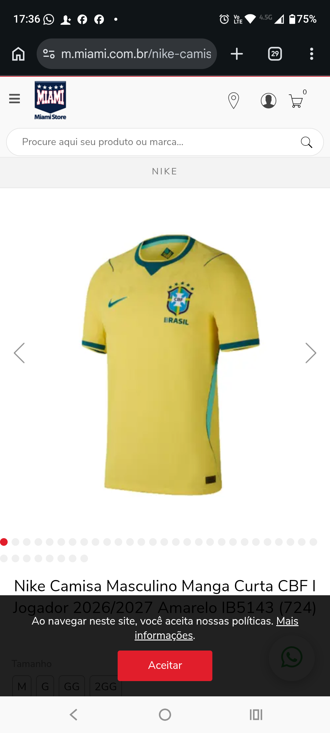 1 camiseta oficial torcedor da seleção brasileira amarela ou R$400,00