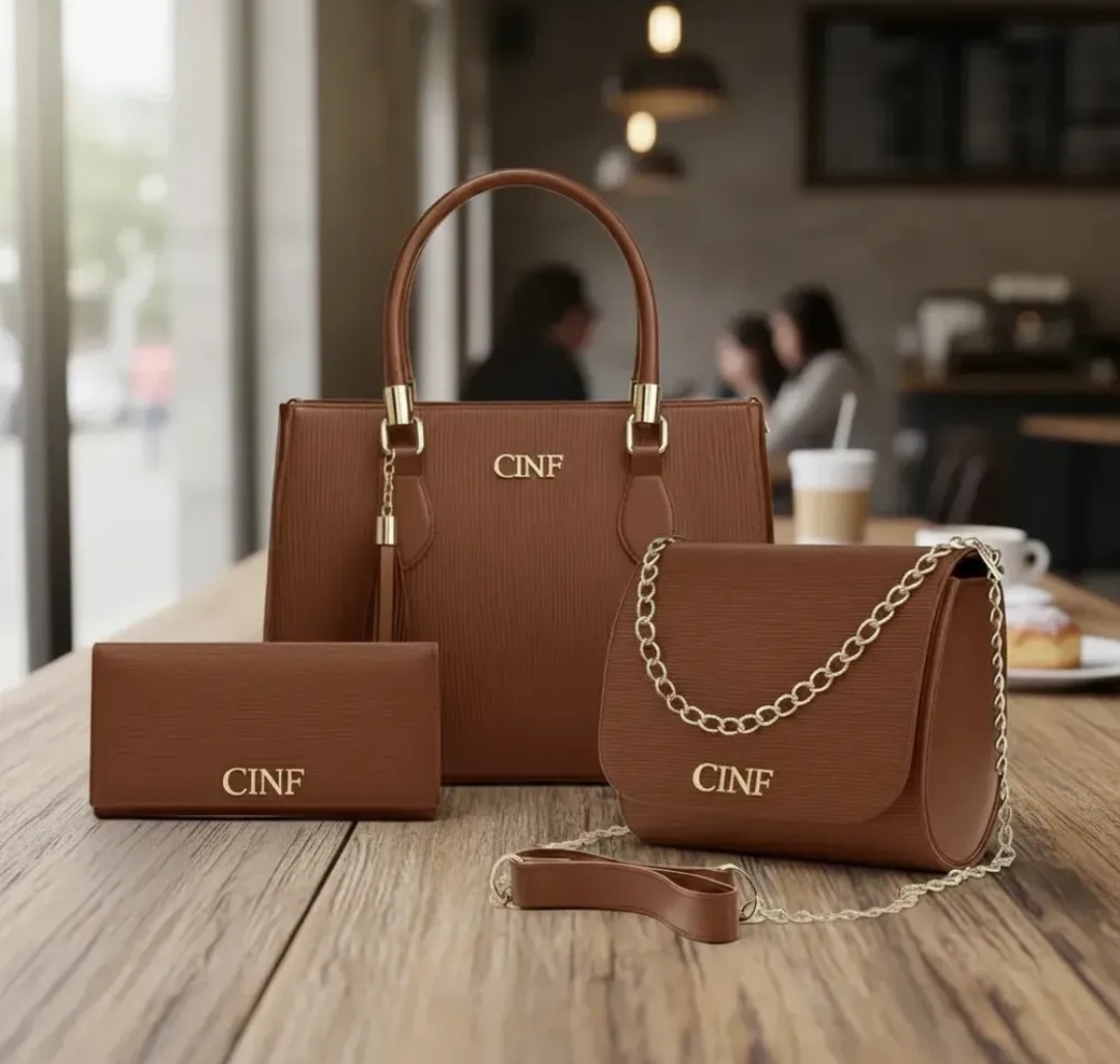 KIT BOLSAS FEMININA TRANSVERSAL MÉDIA+ TIRA COLO+CARTEIRA CARAMELO — imagem 1