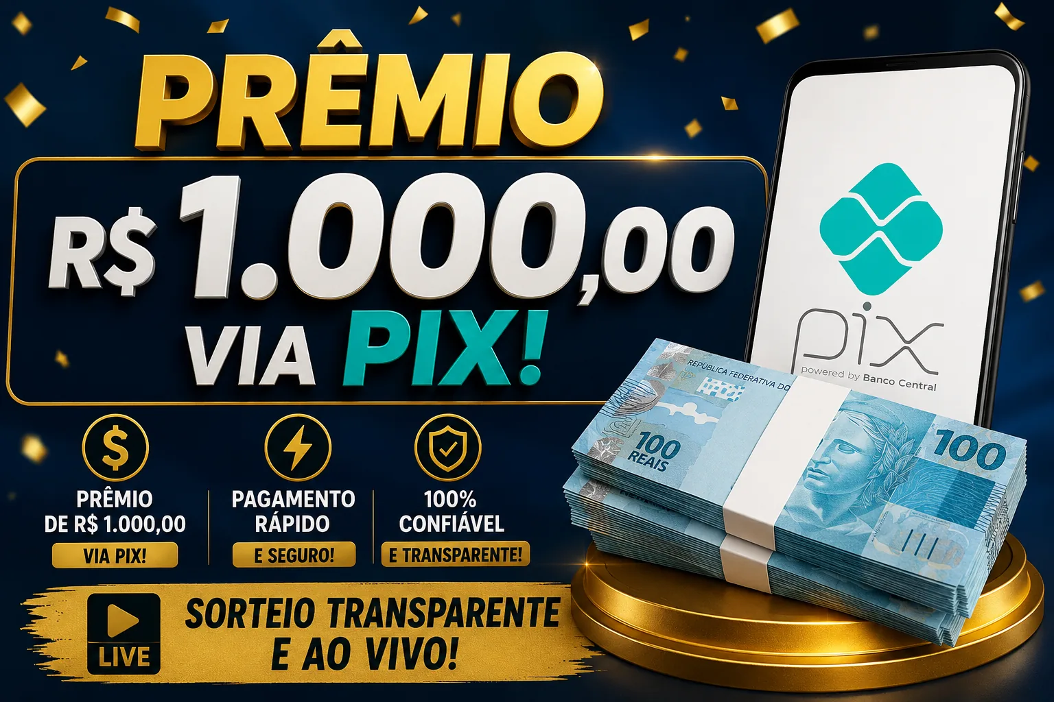 R$ 1.000,00 via PIX