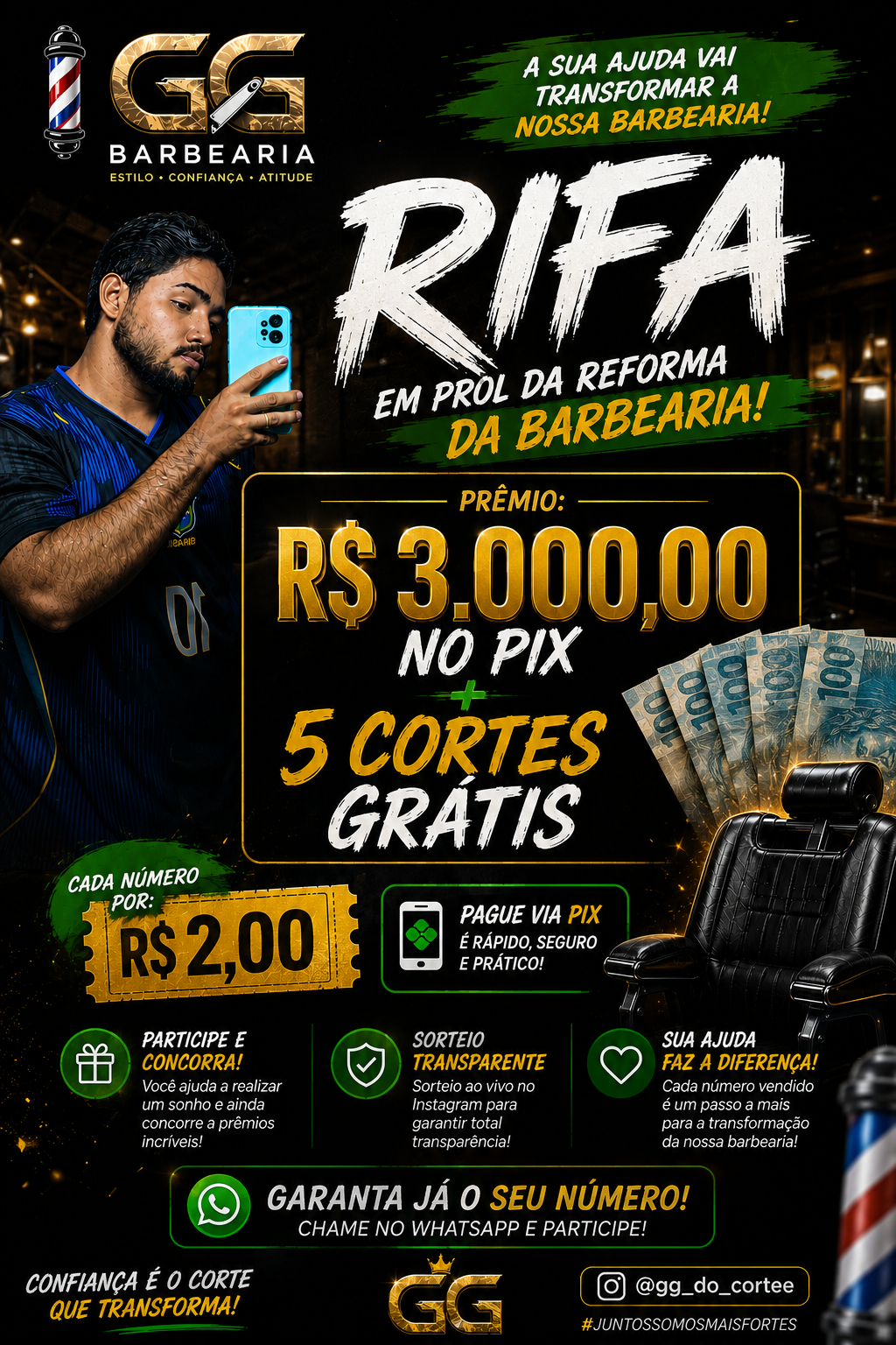 3 mil reais + 5 cortes  — imagem 1