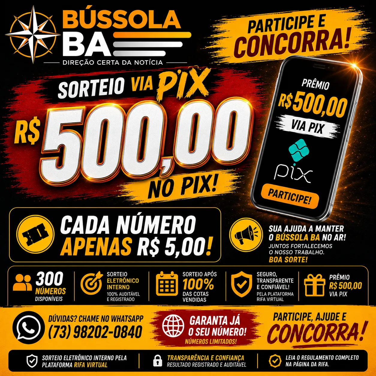 SORTEIO PIX R$ 500 | BÚSSOLA BA — imagem 1
