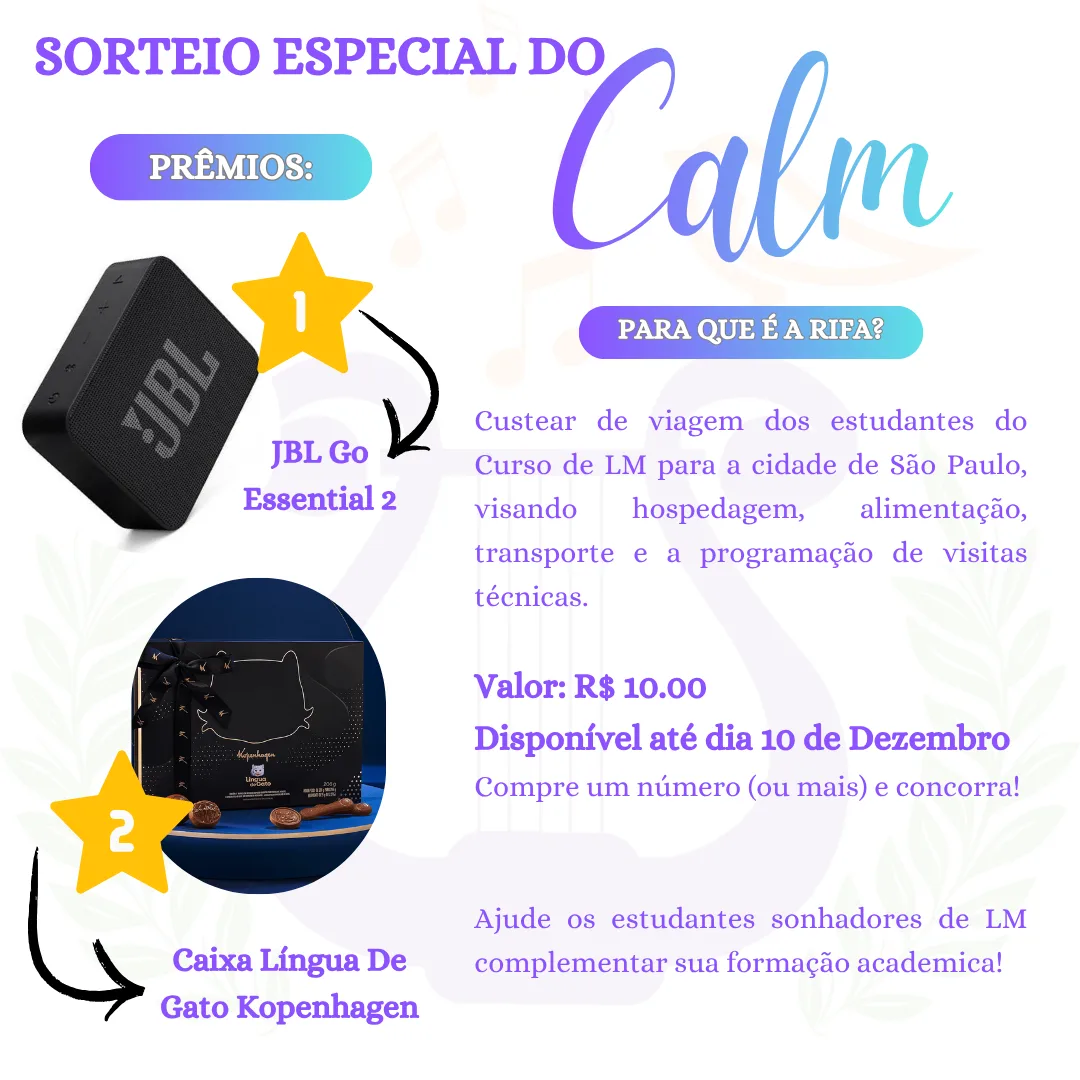 SORTEIO CALM — imagem 1