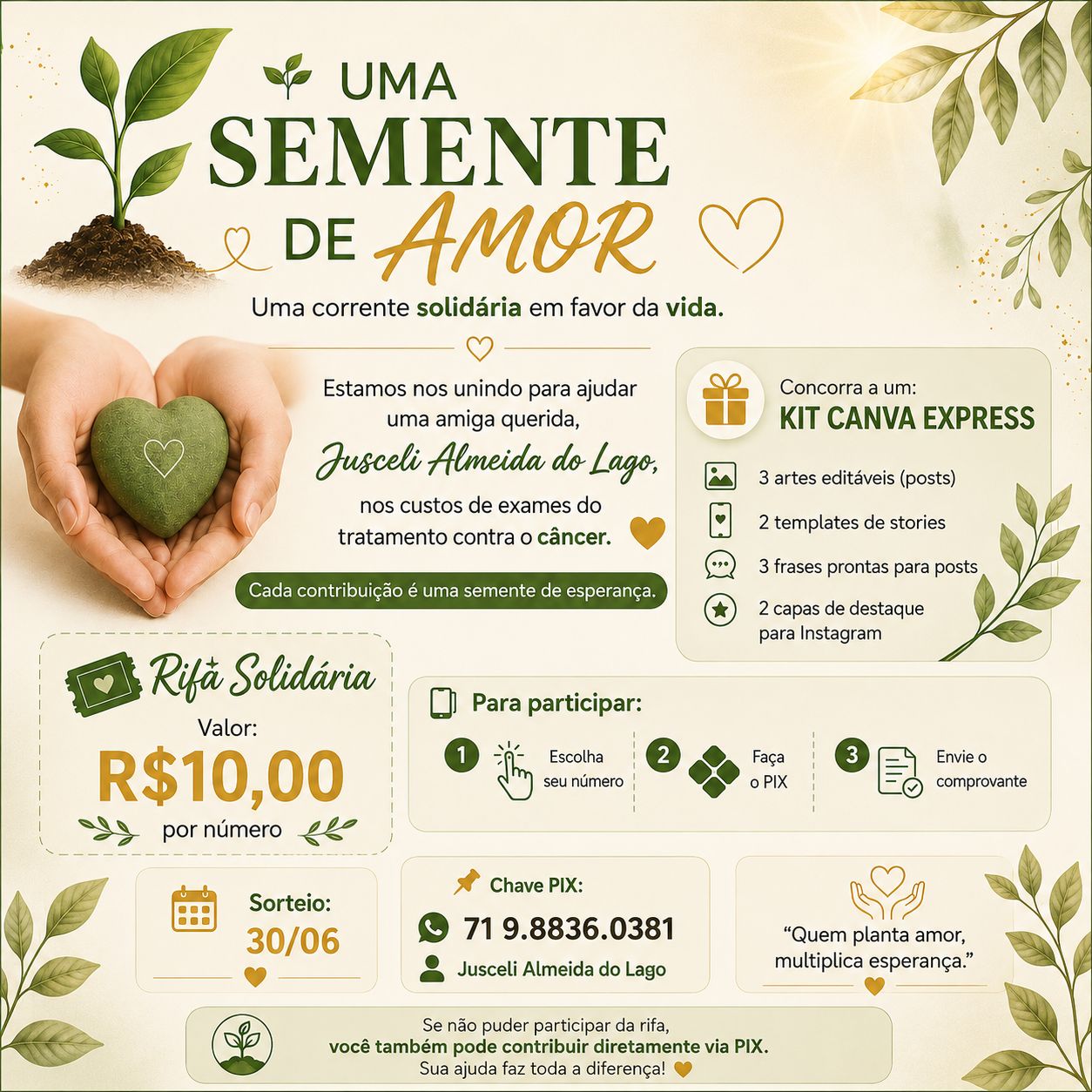 KIT CANVA EXPRESS – Rifa Solidária Jusceli — imagem 1
