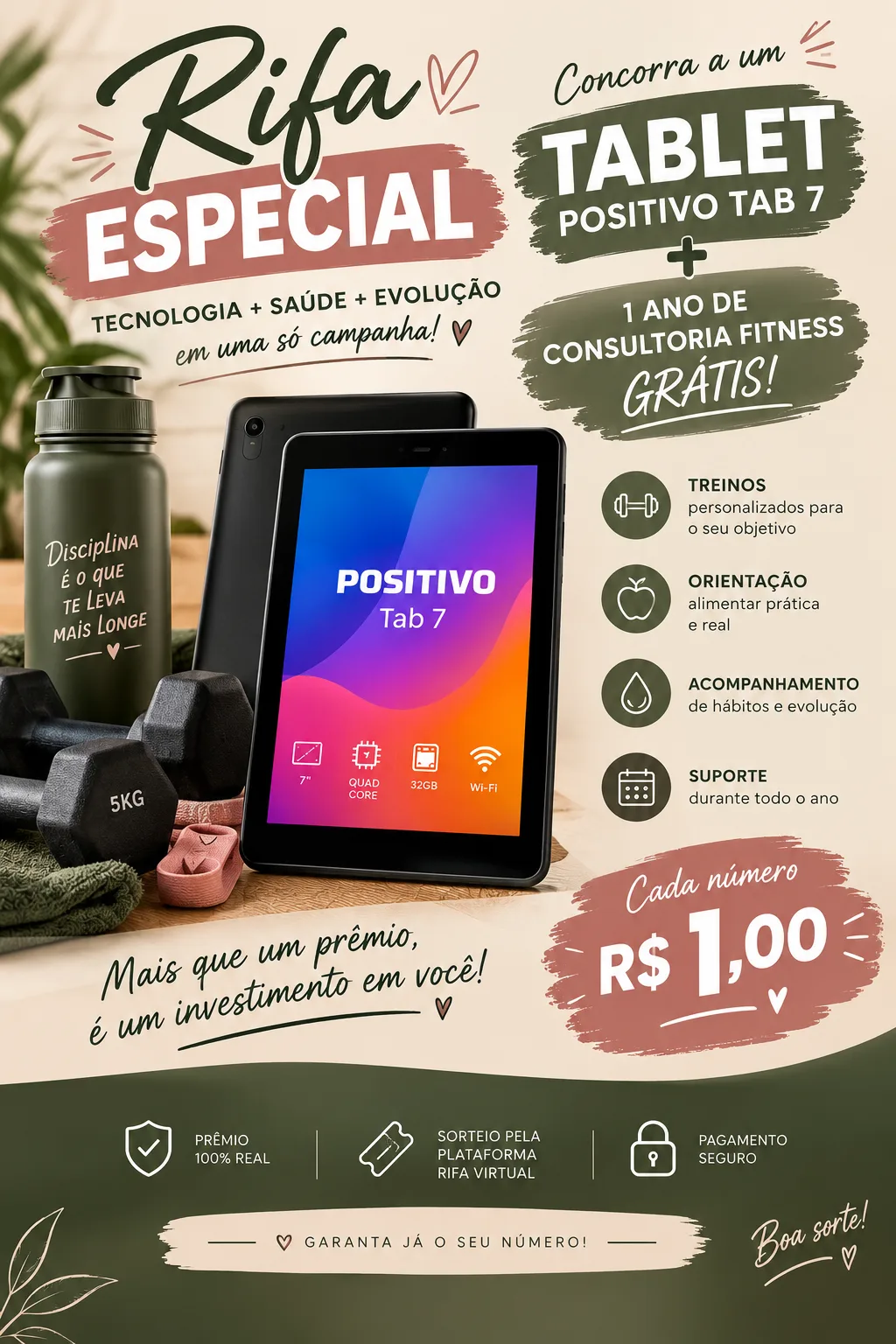 TABLET POSITIVO TAB 7 + 1 ANO DE CONSULTORIA FITNESS GRÁTIS! 💪✨ — imagem 1